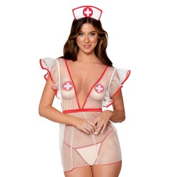 costume d'infirmière sexy en résille lingerie sexy.