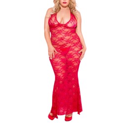 lingerie sexy : nuisette grande taille longue rouge