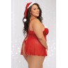 costume mère noël sexy, grande taille, avec sa nuisette rouge