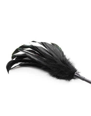 cravache noire de 48 cm embout fessées et embout plumes.