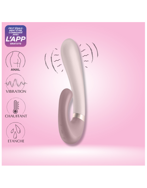 Vibromasseur point G avec stimulateur clitoris connecté chauffant USB