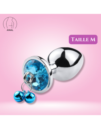 Plug bijou aluminium bleu avec clochettes Taille M -